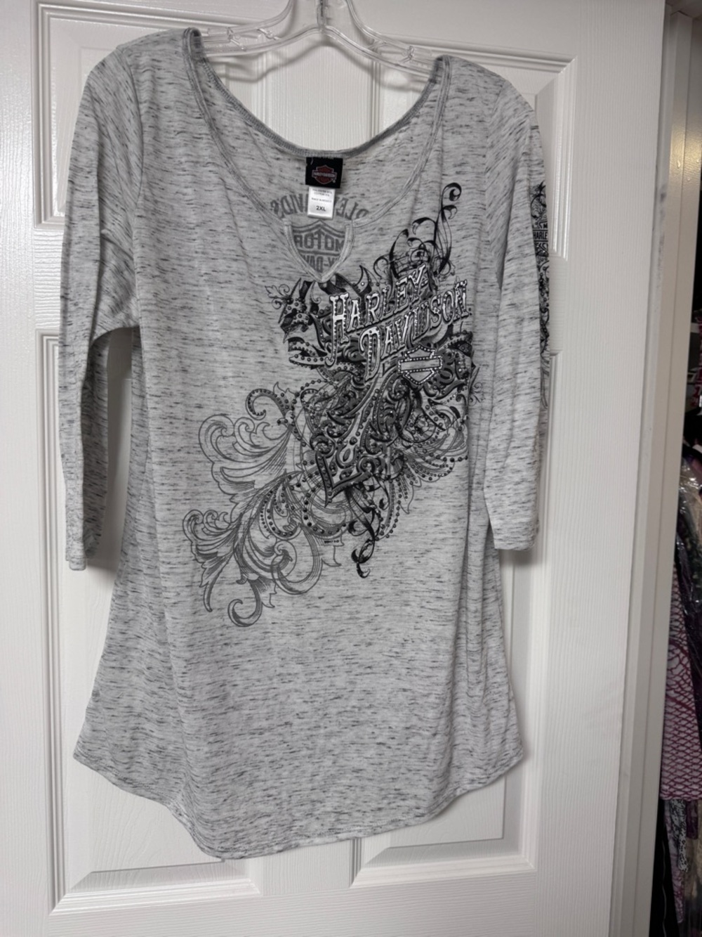 Harley-Davidson Light Heather Gray Mew York City Top with Black Graphic